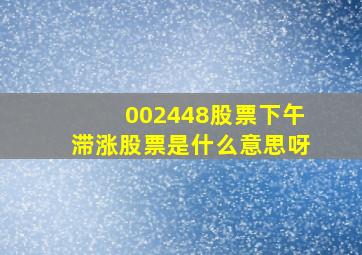 002448股票下午滞涨股票是什么意思呀