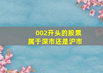 002开头的股票属于深市还是沪市