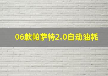 06款帕萨特2.0自动油耗