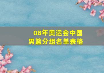 08年奥运会中国男篮分组名单表格