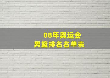 08年奥运会男篮排名名单表