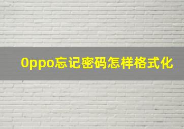 0ppo忘记密码怎样格式化