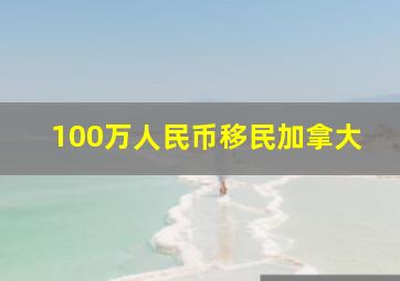 100万人民币移民加拿大