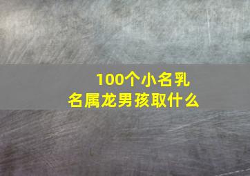 100个小名乳名属龙男孩取什么