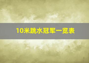 10米跳水冠军一览表