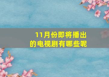 11月份即将播出的电视剧有哪些呢