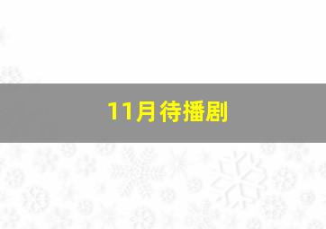 11月待播剧