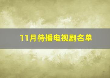 11月待播电视剧名单