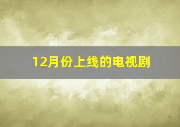 12月份上线的电视剧