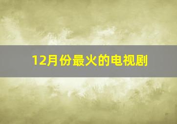 12月份最火的电视剧