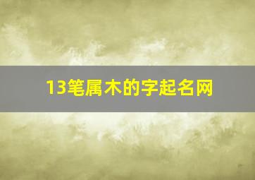 13笔属木的字起名网