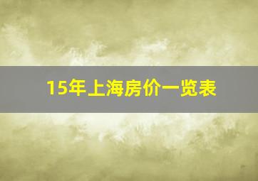 15年上海房价一览表