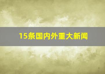 15条国内外重大新闻