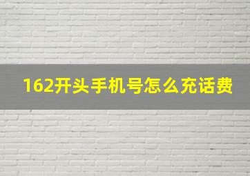 162开头手机号怎么充话费