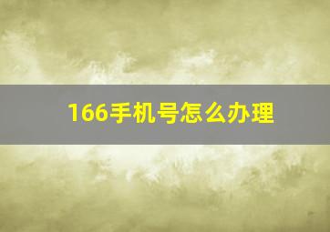 166手机号怎么办理