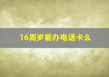 16周岁能办电话卡么