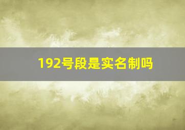 192号段是实名制吗