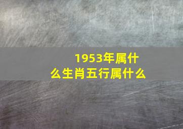 1953年属什么生肖五行属什么