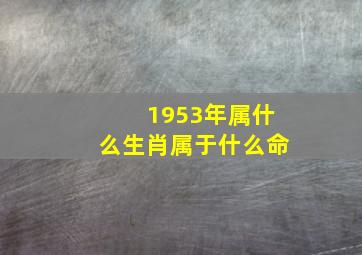 1953年属什么生肖属于什么命