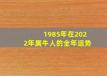 1985年在2022年属牛人的全年运势