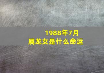 1988年7月属龙女是什么命运