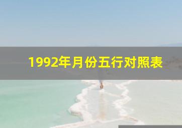 1992年月份五行对照表