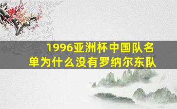 1996亚洲杯中国队名单为什么没有罗纳尔东队