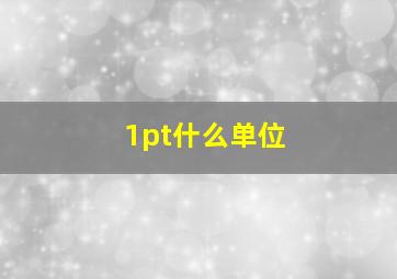 1pt什么单位