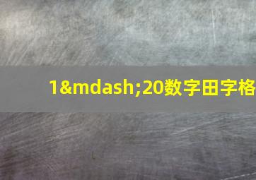 1—20数字田字格