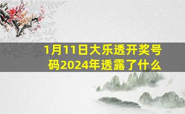 1月11日大乐透开奖号码2024年透露了什么