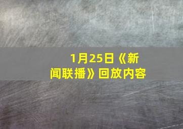 1月25日《新闻联播》回放内容