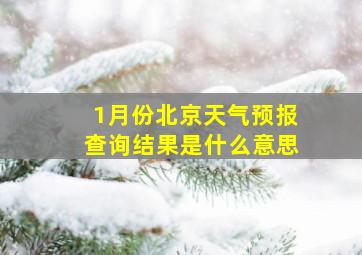 1月份北京天气预报查询结果是什么意思