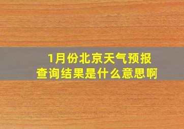 1月份北京天气预报查询结果是什么意思啊