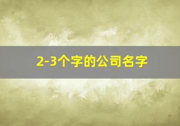 2-3个字的公司名字