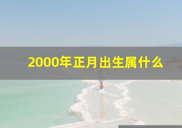 2000年正月出生属什么