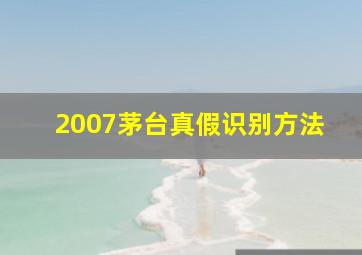 2007茅台真假识别方法