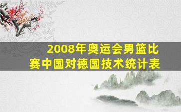 2008年奥运会男篮比赛中国对德国技术统计表