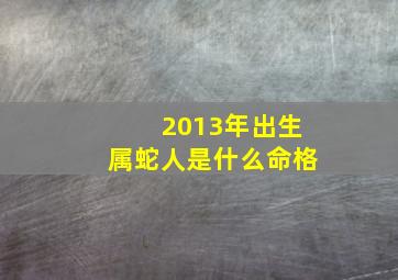 2013年出生属蛇人是什么命格