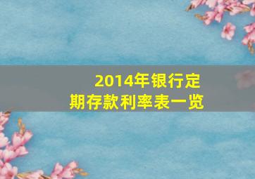 2014年银行定期存款利率表一览