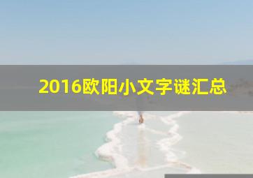 2016欧阳小文字谜汇总