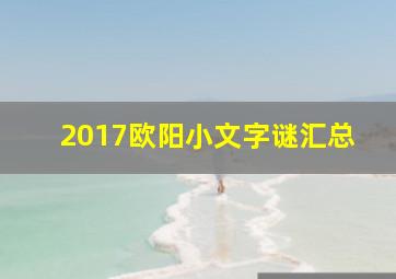 2017欧阳小文字谜汇总