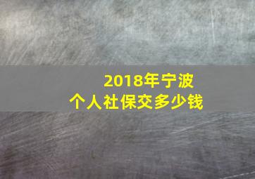 2018年宁波个人社保交多少钱