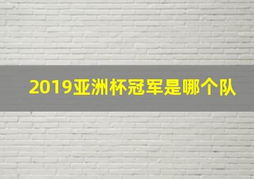 2019亚洲杯冠军是哪个队