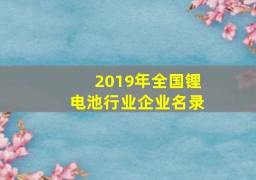 2019年全国锂电池行业企业名录