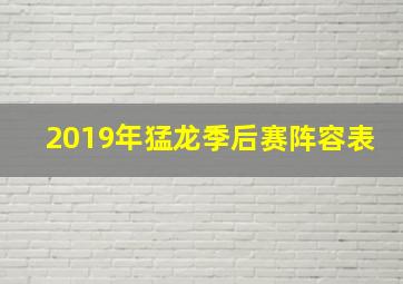 2019年猛龙季后赛阵容表