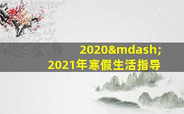 2020—2021年寒假生活指导