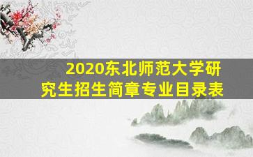 2020东北师范大学研究生招生简章专业目录表