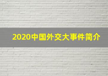 2020中国外交大事件简介