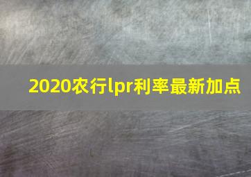 2020农行lpr利率最新加点