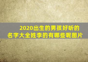 2020出生的男孩好听的名字大全姓李的有哪些呢图片